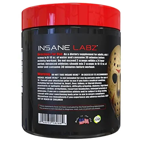 Insane Labz Insane Veinz Non Stimulant NO Enhancing Powder, Nitric Oxide Booster Insane Labz Au supplements