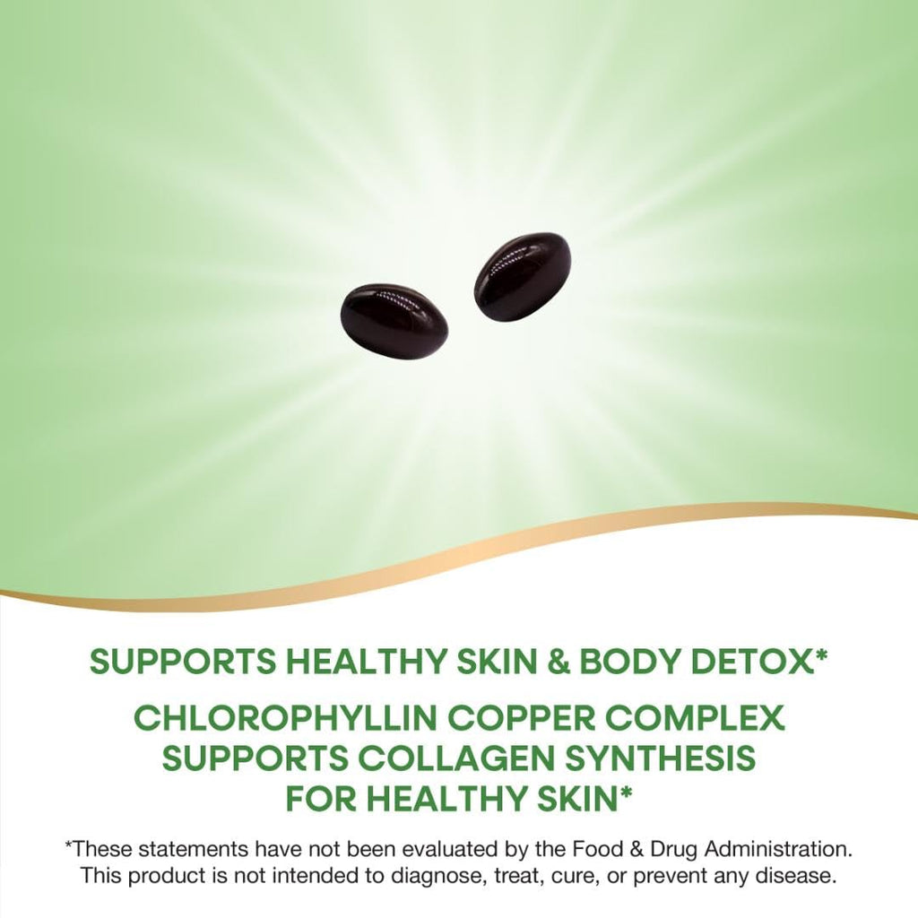 Nature’s Way Chlorofresh Chlorophyll Concentrate Softgels, Chlorophyllin Copper Complex, Internal Deodorant Supplement, Supports Healthy Skin and Detox Pathways