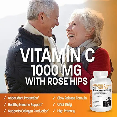 Bronson Vitamin C 1000 mg with Rose Hips Sustained Release, 250 Tablets Bronson Au supplements