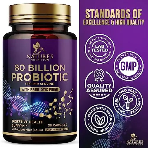 Probiotics for Digestive Health - 80 Billion CFU Guaranteed with Strains for Women's Nature's Nutrition Au supplements
