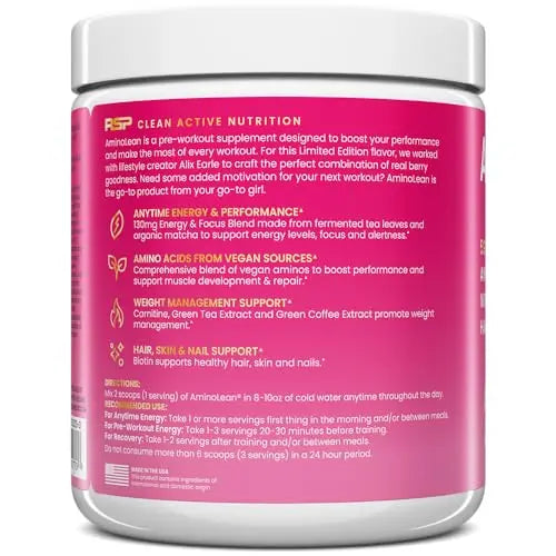 RSP NUTRITION AminoLean Pre Workout x Alix Earle Berry Alixir, Clean Energy with No Jitters RSP NUTRITION Au supplements