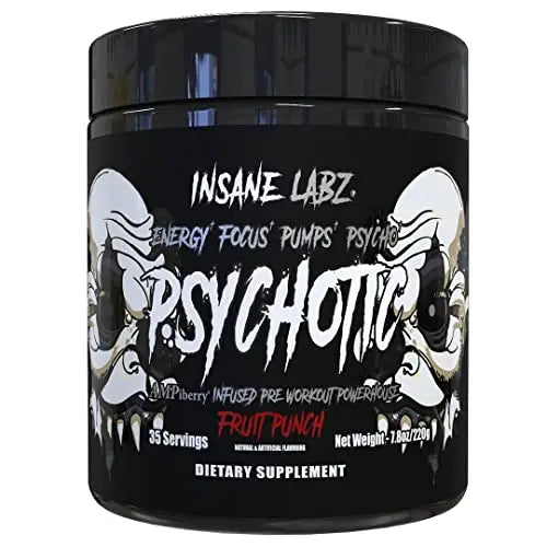 Insane Labz Psychotic Black Edition Mid Stimulant Pre Workout Powder, Energy Focus Insane Labz Au supplements