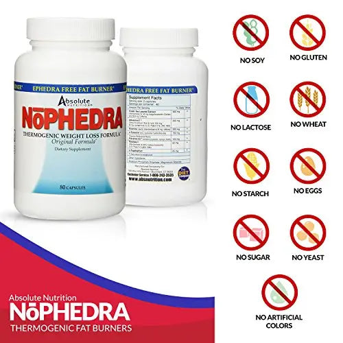 Absolute Nutrition Thermogenic Fat Burners, Nophedra Capsules, 80 Count Bottle Absolute Nutrition Au supplements