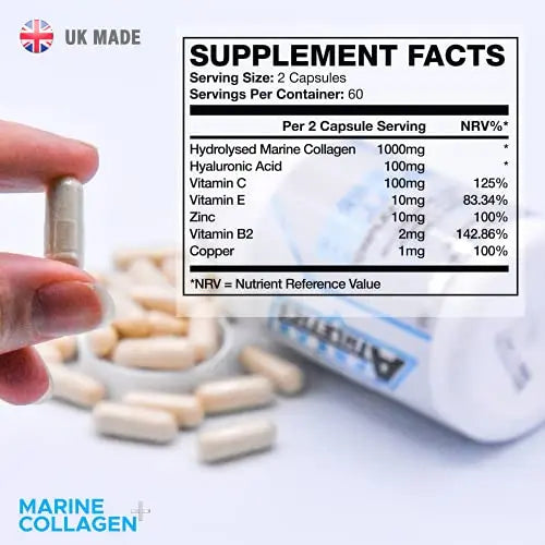 Marine Collagen 1000mg - Type 1 Hydrolysed Collagen - Enhanced with Hyaluronic Acid, Vitamin C Freak Athletics Au supplements