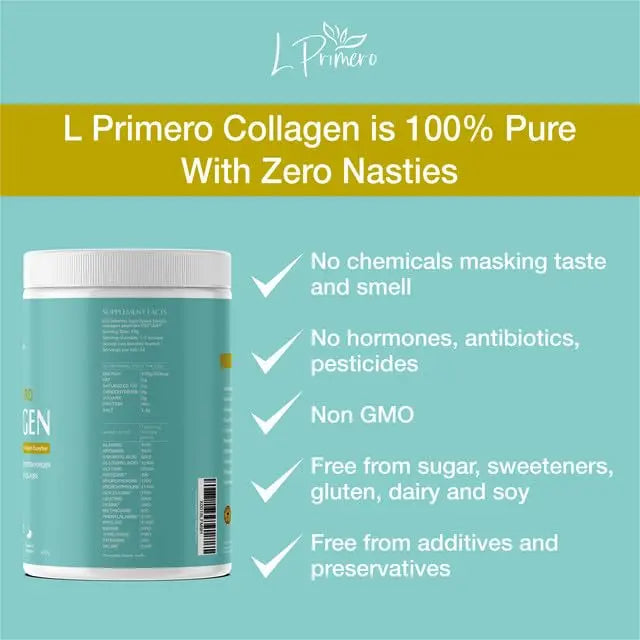 L Primero Collagen Peptides Powder 400g, Hydrolysed Unflavoured, Grass-Fed Bovine Bioactive Protein, Highly absorbable 18 Amino Acids, Keto L Primero Au supplements