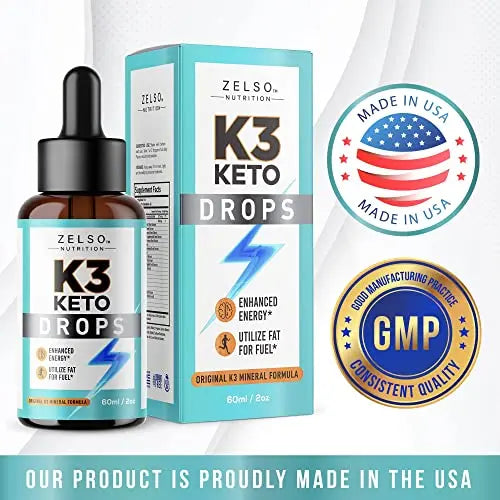 (3 Pack) K3 Keto Drops for Weight Loss - Fat Burner & Metabolism Booster | Advanced Keto ZELSO Au supplements