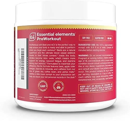 Essential Elements PreWorkout Powder with Beet Root & ACV | Superfood Energy Supplement Essential Elements Au supplements
