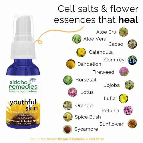 Siddha Remedies Youthful Skin Cell Salts Flower Essences for Dry Itchy Skin, Acne Pimples, Scar Removal Siddha Au supplements