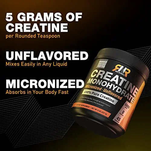Rep N Roll Micronized Creatine Powder, 45 Serv., Creatine Monohydrate 5000 MG Rep N Roll Au supplements