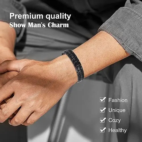 JEROOT Magnetic Bracelets for Men, Pure Titanium Double Row Strong Magnets JEROOT Au supplements