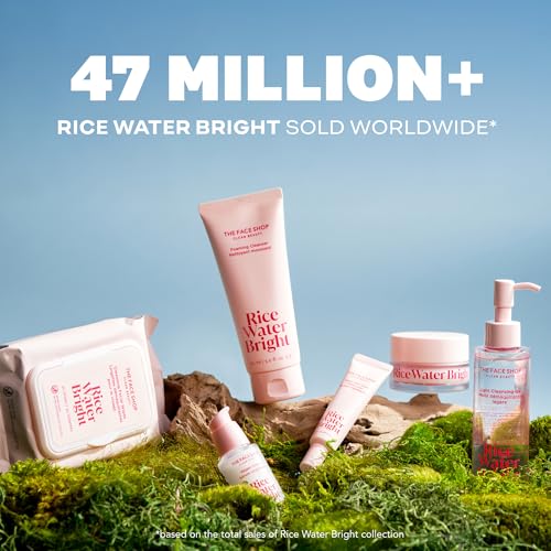 The Face Shop Rice Water Bright Foaming Facial Cleanser with Ceramide, Gentle Face Wash for Hydrating & Moisturizing,