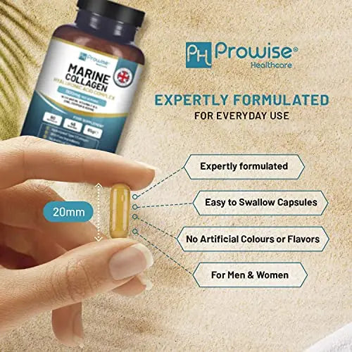 Marine Collagen with Hyaluronic Acid 1100mg | 90 Collagen Capsules High Strength for Women & Men PH PROWISE Healthcare Au supplements