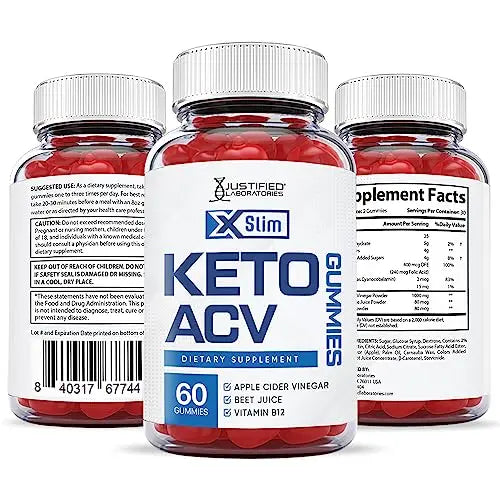 Justified Laboratories X Slim Keto ACV Gummies 1000MG Xslim Vegan Non GMO with Pomegranate Justified Laboratories Au supplements