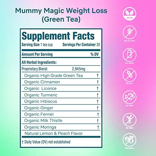 Mummy Magic Slim Tea - 100% Organic- Peach Flavor- Up To 40 Servings - 20 Count Mummy Magic Au supplements