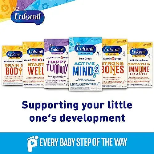 Enfamil Poly-Vi-Sol and Fer-in-Sol Iron Liquid Drop Multivitamin Supplements for Infants and Toddlers, 2x50 mL Dropper Bottle Enfamil Prenatals & Baby Vitamins Au supplements