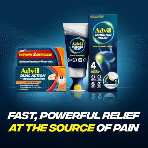Advil Dual Action Back Pain Caplets Delivers 125mg Ibuprofen and 250mg Acetaminophen Per Dose for 8 Hours of Back Pain Relief - 144 Count Advil Au supplements