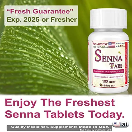 Senna Tablets 100 Ct. | Natural Vegetable Laxative [Made in USA] | Laxatives for Constipation Ulai Au supplements