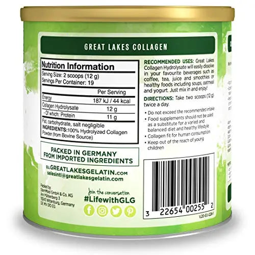 Great Lakes Gelatin Collagen Hydrolysate, Grass-Fed Bovine Hydrolysed Collagen Peptides Protein Powder Supplement, Unflavoured, 226g, Can Great Lakes Gelatin Au supplements