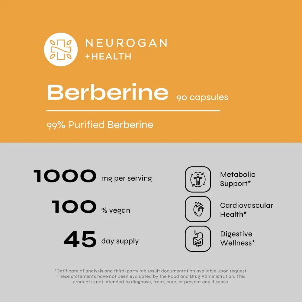 Neurogan Berberine Supplement Capsules, Weight Management Support - 45,000MG Natural Neurogan Au supplements