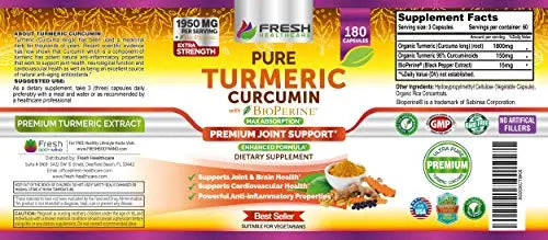 Turmeric Curcumin with BioPerine 1950mg - Natural Joint & Healthy Inflammatory FRESH HEALTHCARE Au supplements