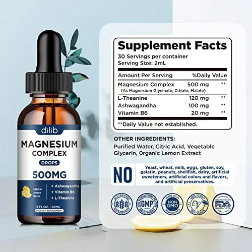(2 Pack) Magnesium Glycinate, Citrate, Malate Liquid Drops-Triple Magnesium Complex dilib Au supplements