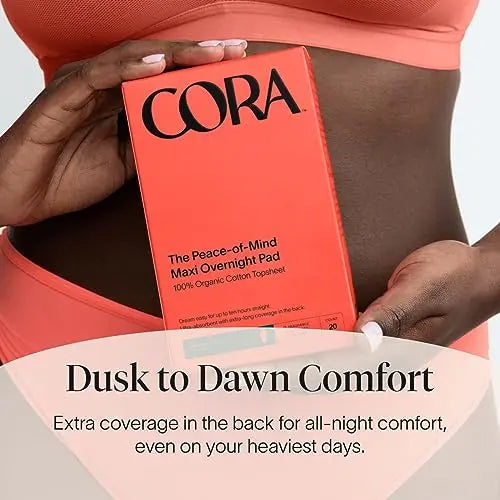 Cora Organic Cotton Topsheet Maxi Pads | Ultra Thin Period Pads with Wings | Maxi Overnight Cora Au supplements