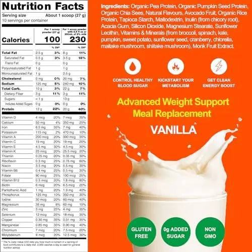 Metavo Advanced Weight Support Meal Replacement Vanilla Metavo Au supplements