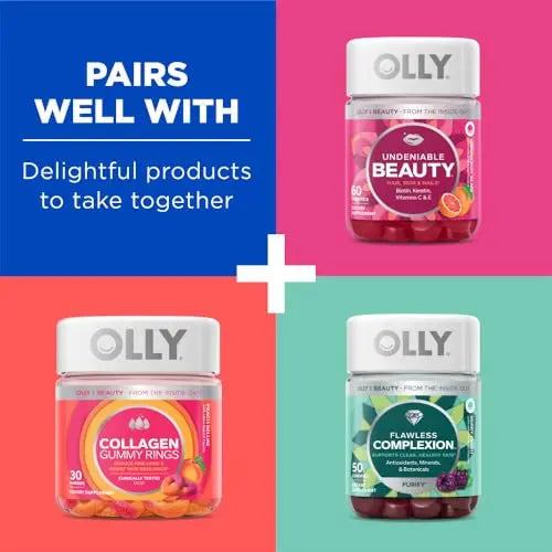 OLLY Glowing Skin Gummy, 25 Day Supply (50 Count), Plump Berry, Hyaluro OLLY Au supplements