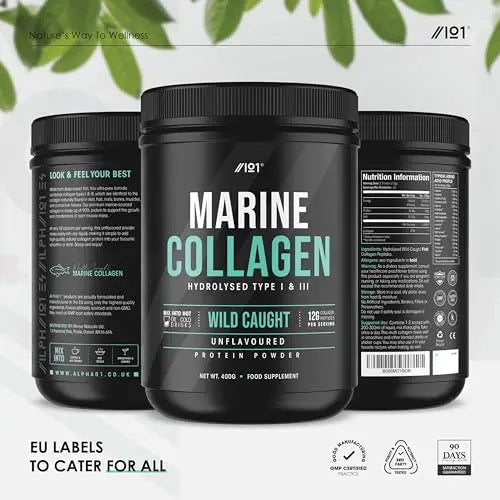 Marine Collagen Powder Supplement - 400g - Wild-Caught Canadian Marine Collagen - Unflavoured - Types 1 & 3 Hydrolysed Collagen ALPHA01 Au supplements