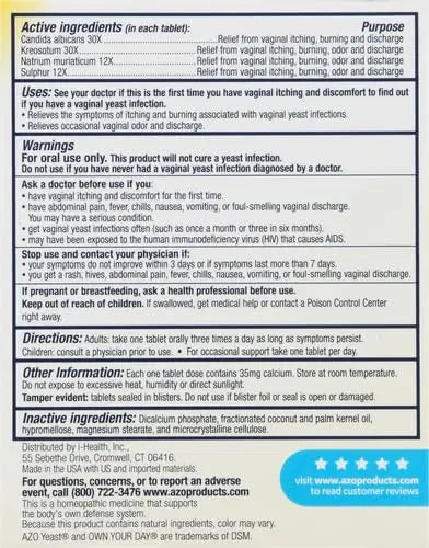 AZO Yeast Plus Dual Relief Tablets, Yeast Infection and Vaginal Symptom Relief, Relieves Itching & Burning AZO Au supplements