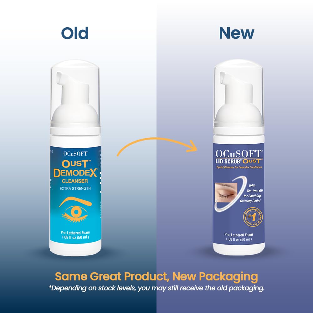 OCuSOFT Oust Demodex Foam Cleanser - Extra Strength - Foaming Cleanser for Eyelids & Eyelashes with Tea Tree Oil