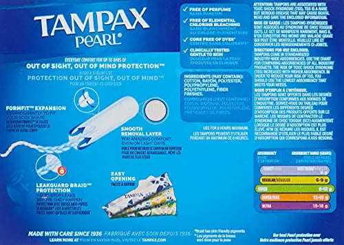Tampax Pearl Unscented Super Absorbency Tampons, 96 Count Tampax Au supplements