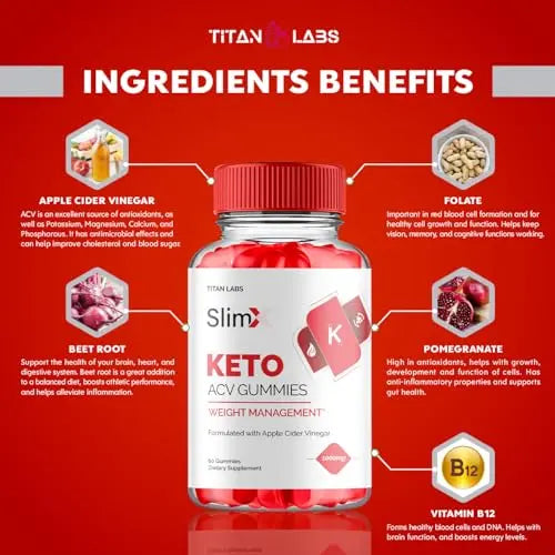 (2 Pack) SlimX Keto ACV Gummies, SlimX Keto ACV Advanced Weight Loss 1000MG Apple Titan Labs Au supplements
