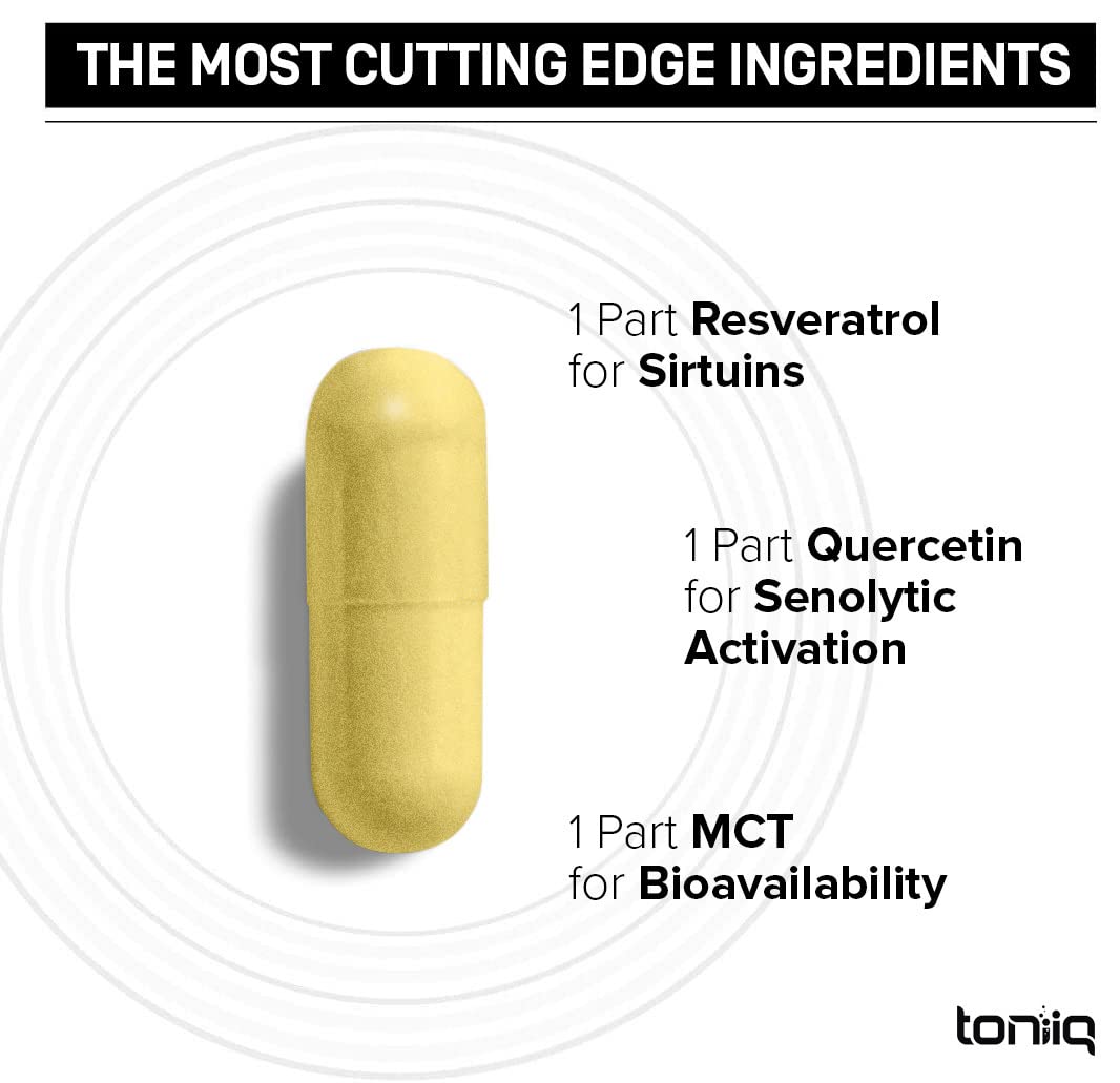 Toniiq 1600mg Resveratrol Blend - Ultra High Purity and 3rd Party Tested - with MCT Oil for Added Bioavailability - Optimal NAD Supplement Toniiq Au supplements