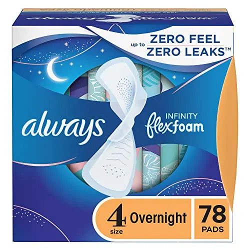 Always Infinity Feminine Pads For Women, Size 4 Overnight Absorbency, Multipack, With Flexfoam Always Au supplements