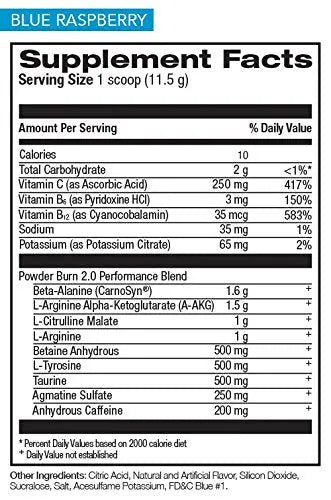 Rivalus Powder Burn 2.0 Pre Workout Supplement, Blue Raspberry, 0.89 Pounds Rivalus Au supplements
