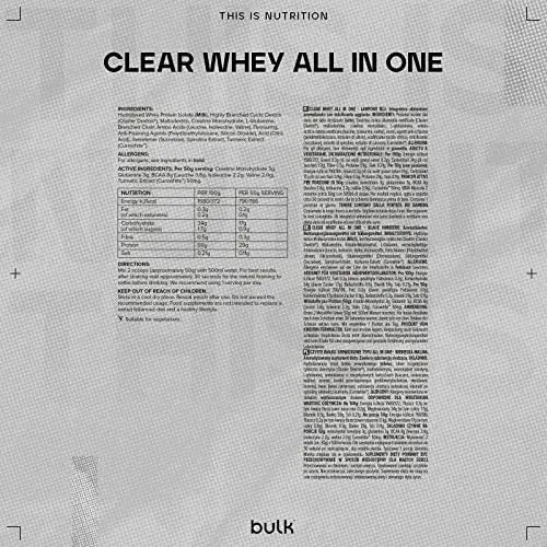 Bulk Clear Whey All in One, Protein Powder Shake, Blue Raspberry, 500 g Bulk Au supplements