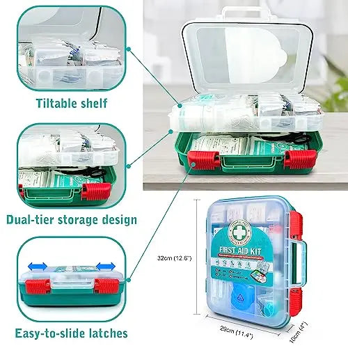 General Medi 420 Pieces Professional First Aid Kit - HardCase First Aid Box - Contains General Medi Au supplements