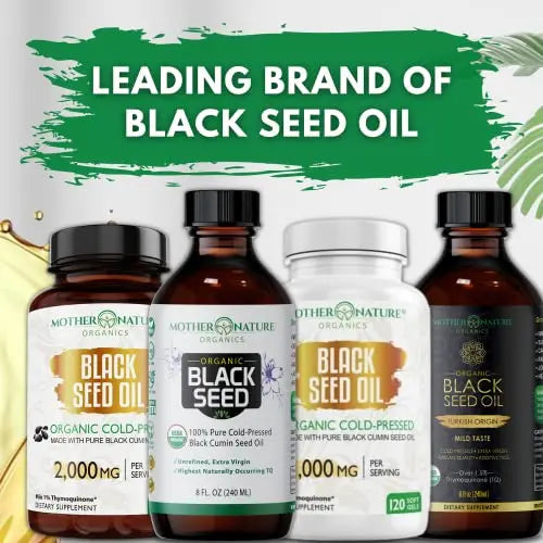 Organic Black Seed Oil Capsules - 3 Month Supply - 180 Count (2000mg Per Serving) Mother Nature Organics Superfoods for Organic Living Au supplements