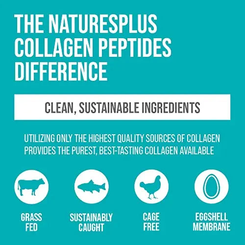 NaturesPlus Collagen Peptides Capsules - Premium Hydrolysed Collagen Supplement Type I, II, III, IV, V and X - Non-GMO, Gluten Free - 90 Capsules Nature's Plus Au supplements