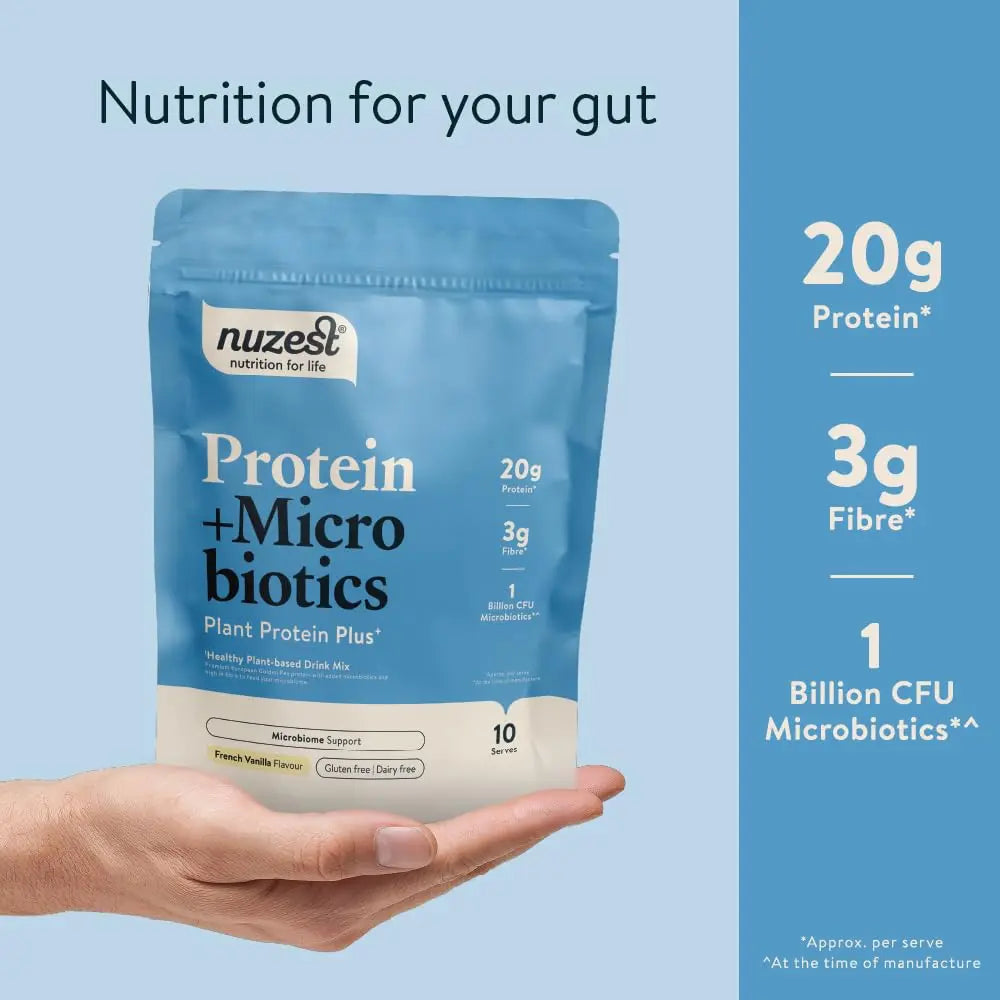 Nuzest - Protein + Microbiotics – Gut Health - Plant Protein Powder - French Vanilla, 300g (10 Servings) Nuzest Au supplements