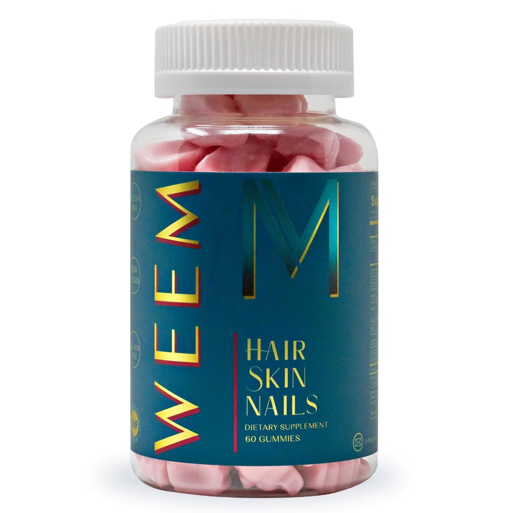 WEEM Hair Skin and Nails Gummies - Supports Healthy Hair - Vegan biotin Vitamins for Women & Men Supports Faster Hair Growth,