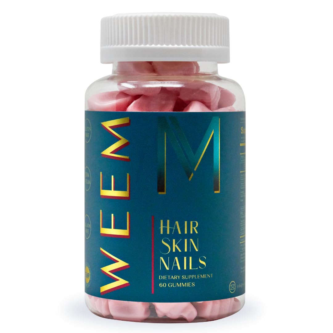 WEEM Hair Skin and Nails Gummies - Supports Healthy Hair - Vegan biotin Vitamins for Women & Men Supports Faster Hair Growth,