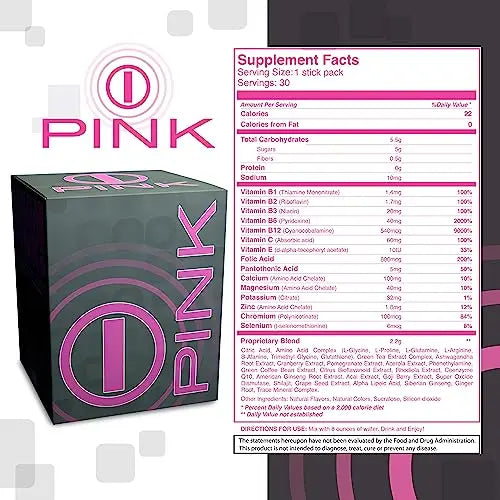 Energy Drink Powder, bHIP Pink for Women 30 Drink Mix Packets. Energy Supplements b:hip Au supplements