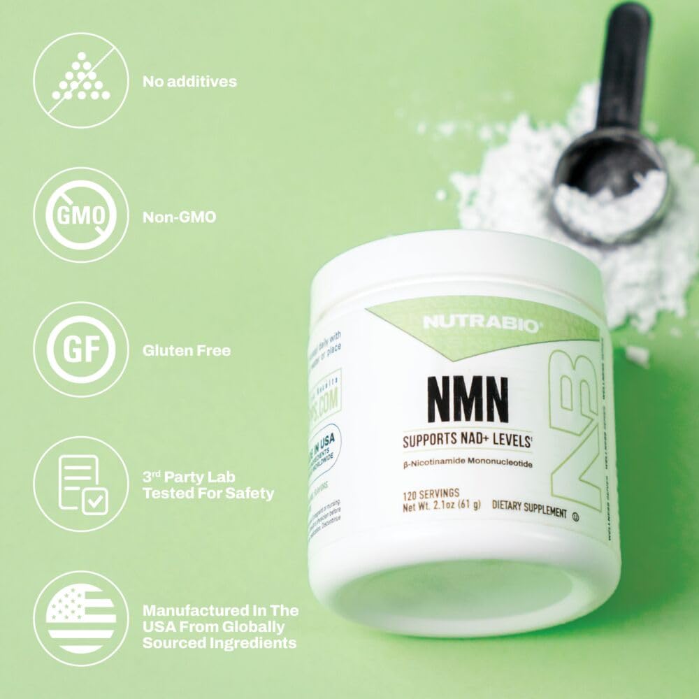 NutraBio NMN - NAD Supplement, Longevity Support, Boost NAD Levels, Increase Cellular Energy, Brain Health, Healthy Aging- 120 Servings NutraBio Au supplements