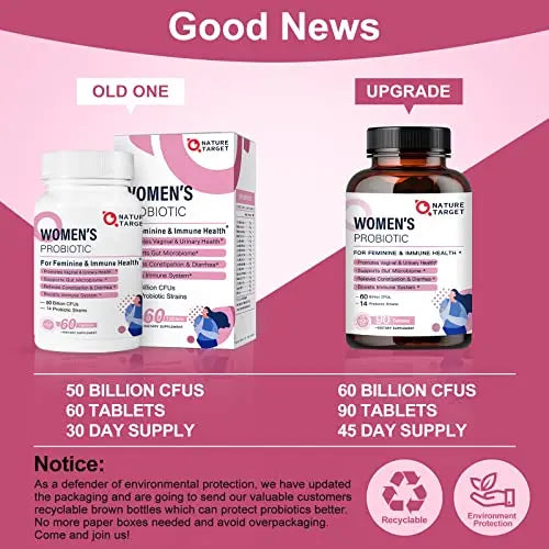 Probiotics-for-Women, Probiotics and Prebiotics, Cranberry and D-Mannose, 50-Billion NATURE TARGET Au supplements
