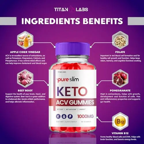 (3 Pack) Pure Slim Keto ACV Gummies, Pure Slim Keto ACV Advanced Weight Loss 1000 MG Titan Labs Au supplements