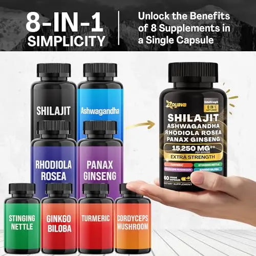Zoyava Shilajit Pure Himalayan 9000MG,Energy Booster Ashwagandha 2000MG Zoyava Au supplements
