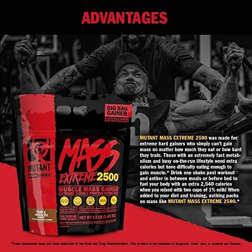 Mutant Mass Extreme Gainer Whey Protein Powder, Build Muscle Size & Strength with High-Density Clean Calories Mutant Au supplements