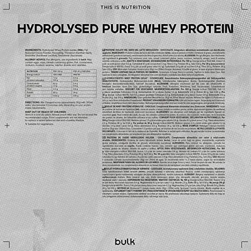 Bulk Hydrolysed Whey Protein Isolate, Protein Shake, Chocolate, 500 g, Packaging May Vary Bulk Au supplements